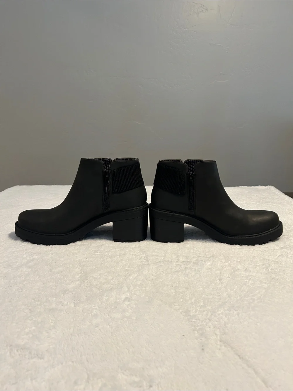 Muk Luks Black Ankle Boots with Elastic Panel